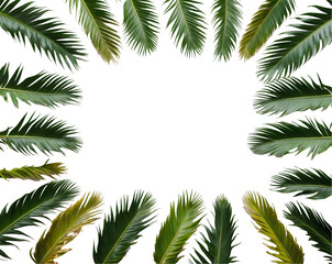 Overhead Shot Capturing a Frame of Spreading Coconut Leaves with Vibrant Green and Yellow Tones Perfect for Tropical and Nature-Themed Designs
