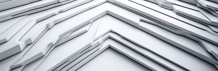 Fototapeta premium A minimalist background with a modern abstract design, incorporating colors such as black, white, gray, and silver, features geometric shapes and striped lines, along with 3D shadow effects and