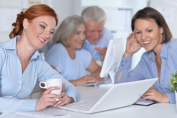 business people colleagues working together in office 