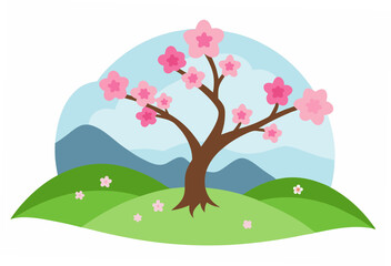 spring landscape with tree