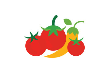 ripe cherry tomatoes and chili peppers