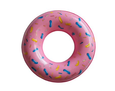 Playful Pink Donut Swim Ring, A Summer Essential for Pool Fun and Relaxation, Adding a Touch of Sweetness to Your Water Adventures with this Deliciously Designed Float