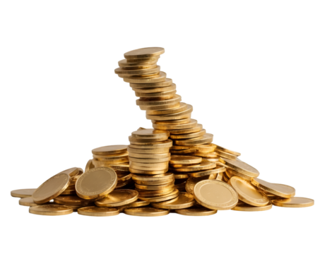 Precarious Prosperity, A Towering Stack of Golden Coins on the Verge of Collapse Symbolizing Financial Instability and Risk within Economic Systems