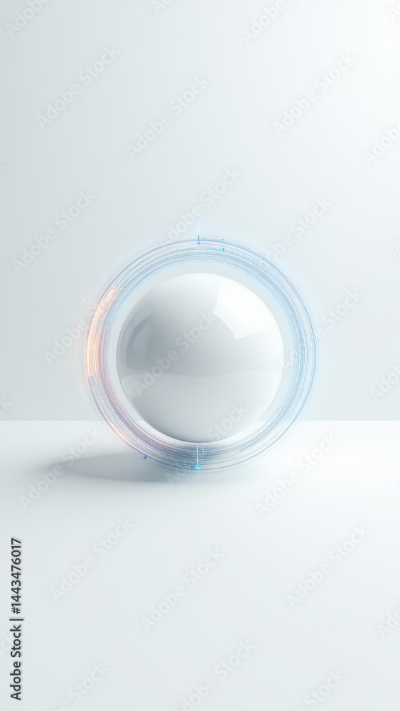 Poster a 3d rendering of a futuristic sphere with detailed atomic structures, set against a gradient backgr
