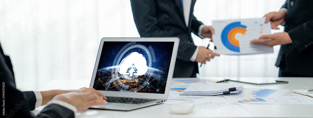 Poster cloud computing software for brisk remote work and personal data storage