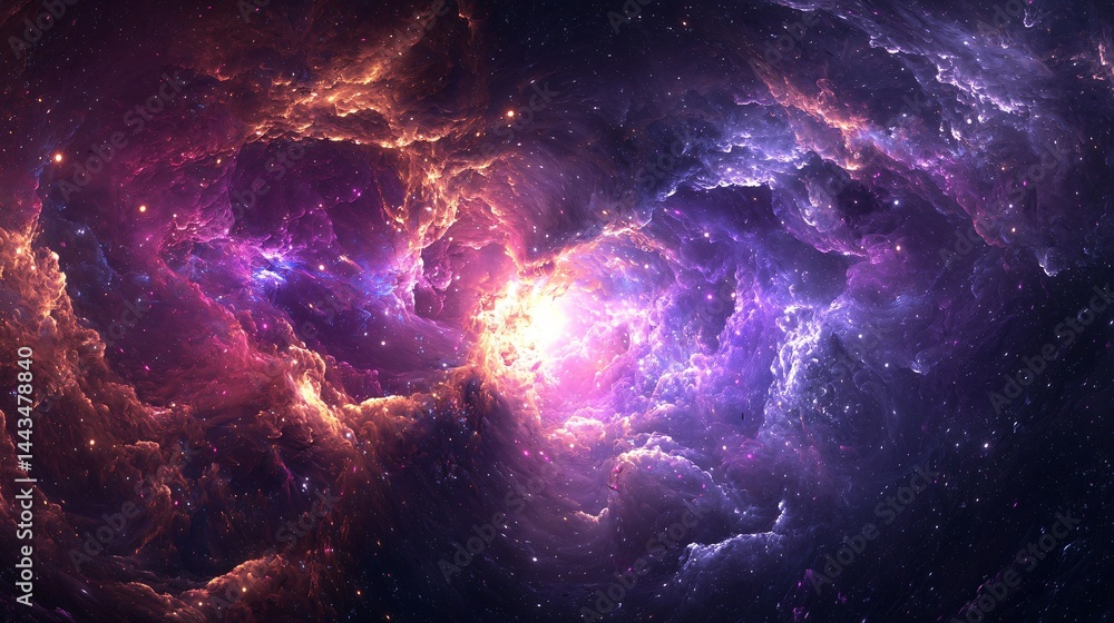 Poster mesmerizing nebula shimmering in vivid colors and patterns against the cosmic background showcasing 
