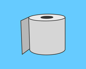 A simple yet striking illustration of a roll of toilet paper against a vibrant blue background.
