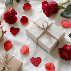 red rose and gift box