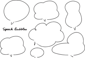手描き ト 広告用  シンプルな線の手書きの吹き出しセット