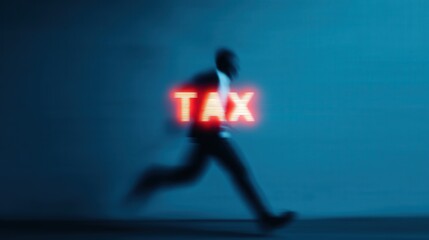 Fototapeta premium Individual Running with Focus on Tax Concept in Motion Blur