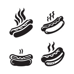 Obraz premium Hot dog silhouette vector. Fast food icon illustration.
