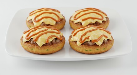 Serving of Delicious Open Faced Sandwiches with Cheese and Sauce