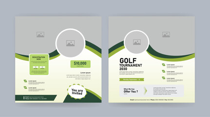 Golf Tournament Square Banner – Modern Sports Event Social Media Template for Club Championship and Golf Competition Promotion