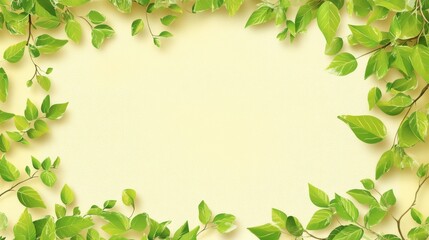 Fototapeta premium Elegant Administrative Professionals Day Greeting Card with Pastel Yellow Background and Green Leafy Frame