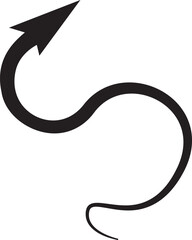 Black curved arrow icon. Editable vector illustration stroke. Transparent background.
