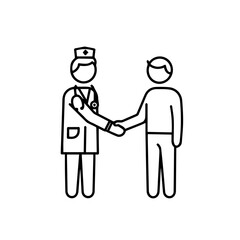 Fototapeta premium Doctor and patient shaking hands in a medical setting 
