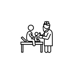Nurse examining child patient during medical consultation  