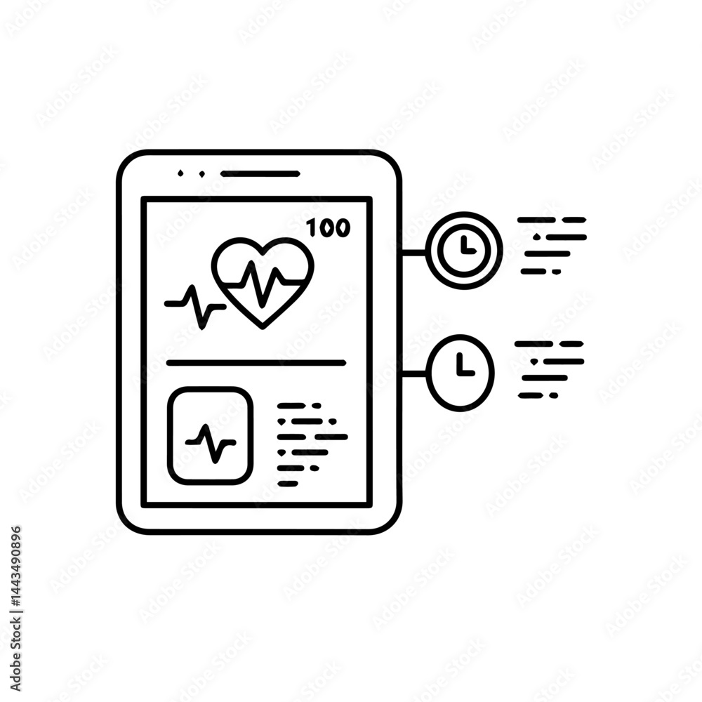 Poster medical monitoring device displaying heart rate and time