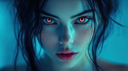 Fototapeta premium Fiery Gaze: A Woman's Intense Portrait