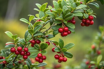 Fototapeta premium Cranberry Bush With Vibrant Red Berries and Lush Green Leaves Generative AI