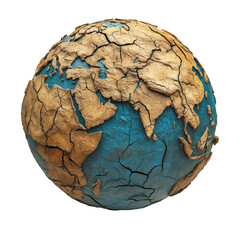  Cracked Earth Globe Featuring Eurasia and the Indian Ocean