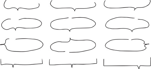 手描き ト 広告用 シンプルな線の手書きの吹き出しセット