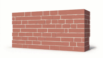 Obraz premium A red brick wall on a plain white background. Rectangular shape brick wall. Vector illustration.