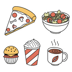 fast food icons set