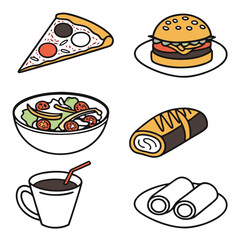 fast food icons set
