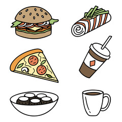 fast food icons set