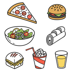 fast food icons set