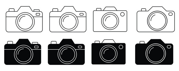 Camera icon set vector on white background.