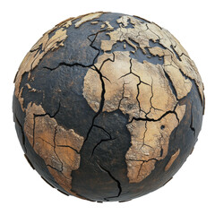 Cracked Earth Globe with Emphasis on Africa and Europe