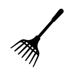 Silhouette of a garden rake used for removing leaves and lawn care
