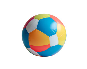 Obraz premium Vibrant Beach Ball with Colorful Panels Isolated, Perfect for Summer Fun and Games, Representing Vacation, Recreation, and Childhood Memories on the Beach