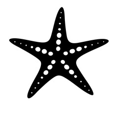 Black and White Starfish with White Spots Vector Illustration Isolated on White