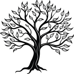 Obraz premium flowing tree silhouette with curved branches