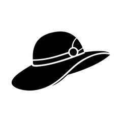 Black silhouette of an elegant ladies sun hat with stylish decorations