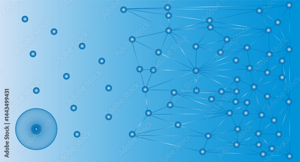 Aufkleber abstract network design with gradient blue background, a futuristic abstract design featuring interc