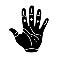 Illustration of a hand for palm reading, or fortune telling concept