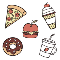 fast food icons set