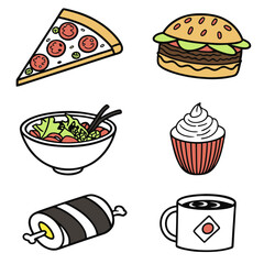 fast food icons set