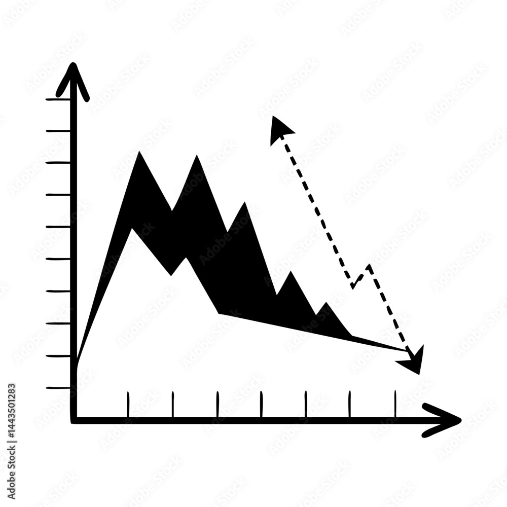 Aufkleber Decreasing Trend Chart Showing a Sharp Decline in Business Performance