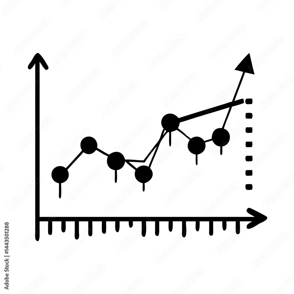 Aufkleber simple line chart showing an upward trend with a secondary indicator line