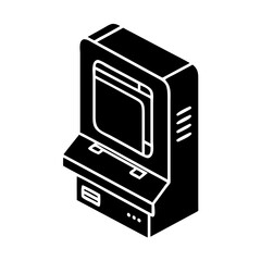 Isometric illustration of a vintage arcade game cabinet isolated on white