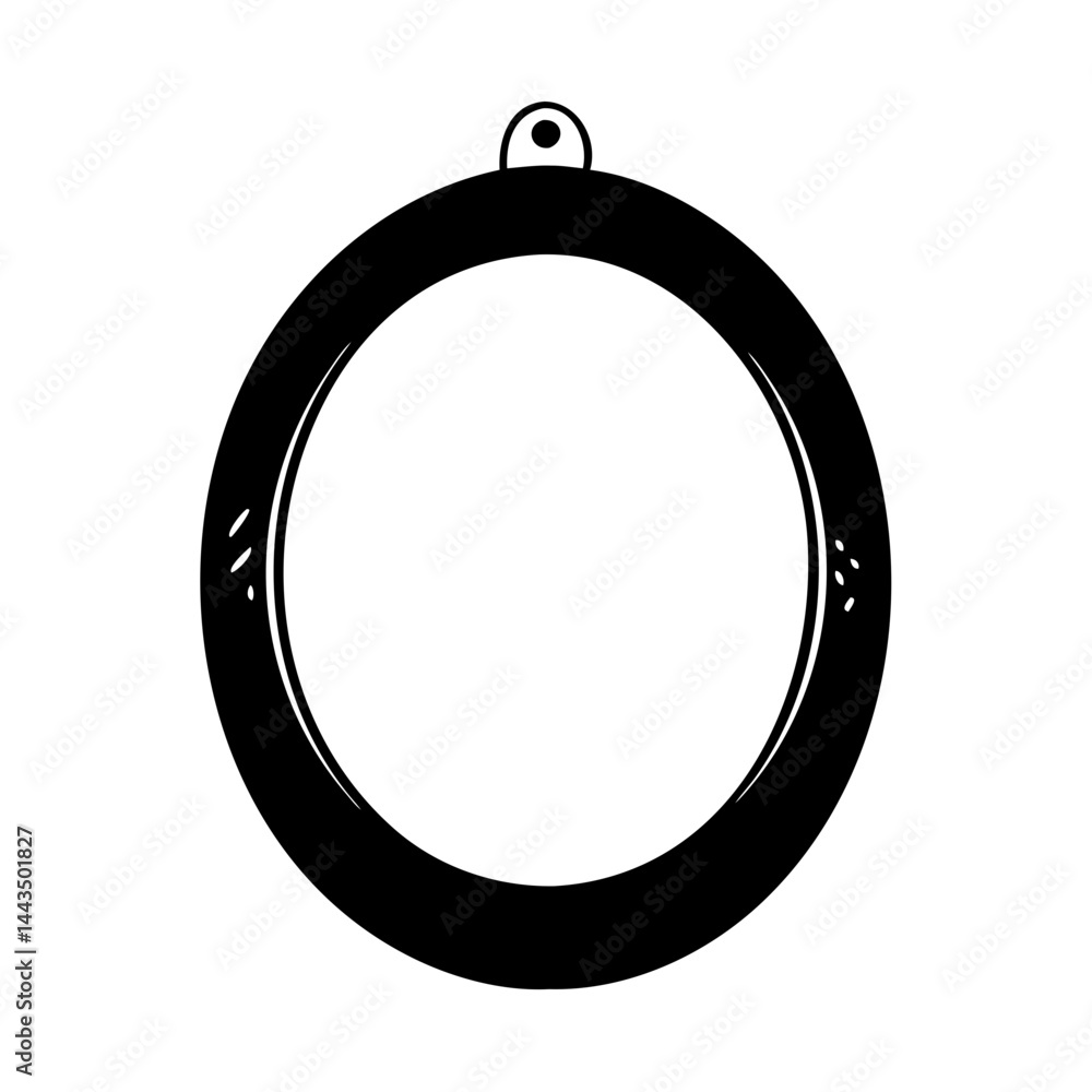 Poster minimalist black and white circle frame with hanging loop design