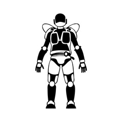 Full body illustration of a futuristic astronaut with jet pack and armor