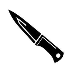 Obraz premium Solid black hunting knife with a sharp blade and sturdy handle