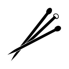 Stylized vector image of three hat pins arranged in a fan pattern