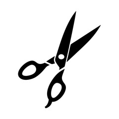 Black Silhouette of a Pair of Scissors Against a White Background